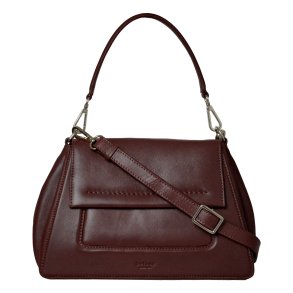 Papaya, Belsac varm brun crossbody/skuldertaske i skind med overslag og fast bund