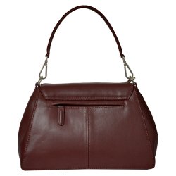 Papaya, Belsac varm brun crossbody/skuldertaske i skind med overslag og fast bund