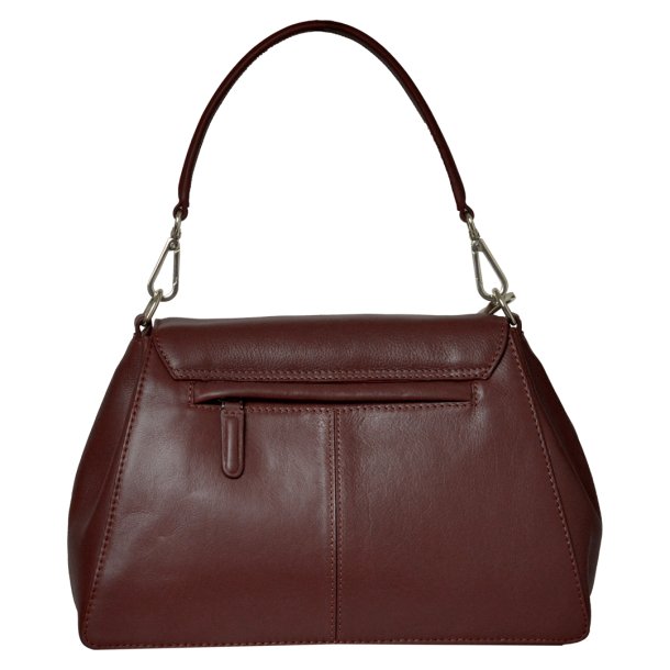 Papaya, Belsac varm brun crossbody/skuldertaske i skind med overslag og fast bund