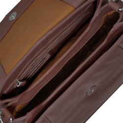 Papaya, Belsac varm brun crossbody/skuldertaske i skind med overslag og fast bund