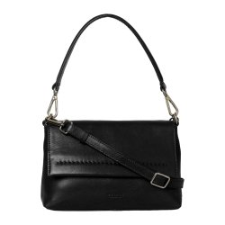 Paulina, Belsac sort crossbody/skuldertaske i bl�dt skind med overslag og aftagelig rem