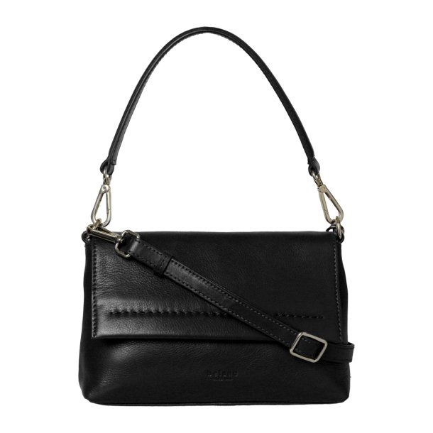 Paulina, Belsac sort crossbody/skuldertaske i bl�dt skind med overslag og aftagelig rem