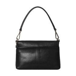 Paulina, Belsac sort crossbody/skuldertaske i bl�dt skind med overslag og aftagelig rem