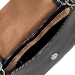 Paulina, Belsac sort crossbody/skuldertaske i bl�dt skind med overslag og aftagelig rem