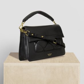 Penny, Belsac sort crossbody/h�ndtaske i skind med overslag