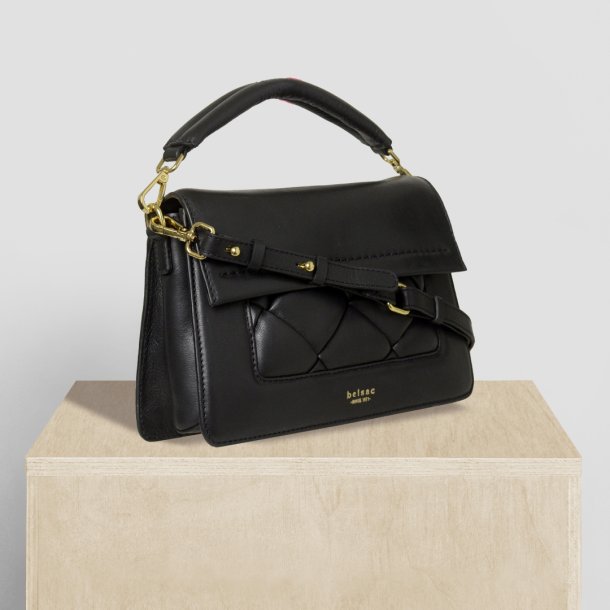 Penny, Belsac sort crossbody/h�ndtaske i skind med overslag