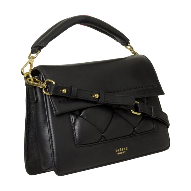 Penny, Belsac sort crossbody/h�ndtaske i skind med overslag