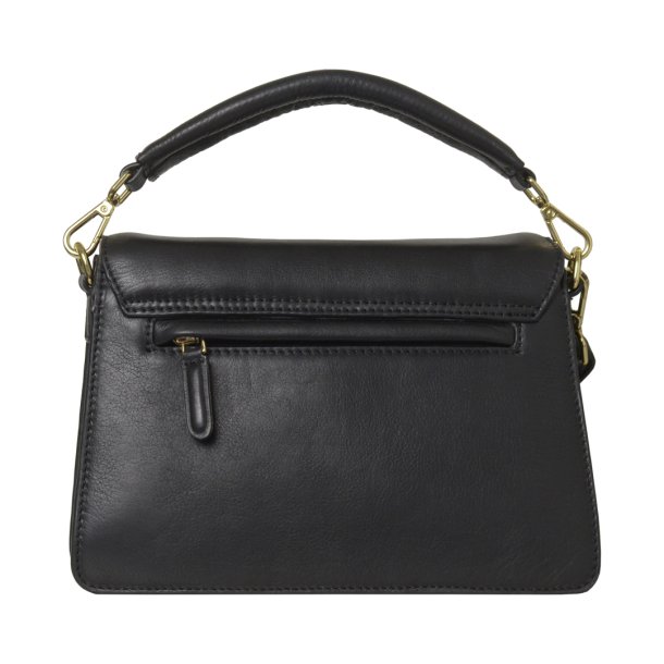 Penny, Belsac sort crossbody/h�ndtaske i skind med overslag