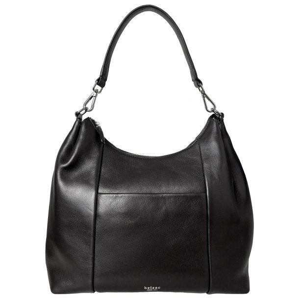 Ria, Belsac sort skuldertaske i skind med et stort rum og skulderrem