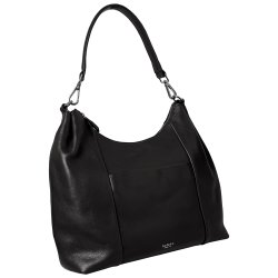 Ria, Belsac sort skuldertaske i skind med et stort rum og skulderrem