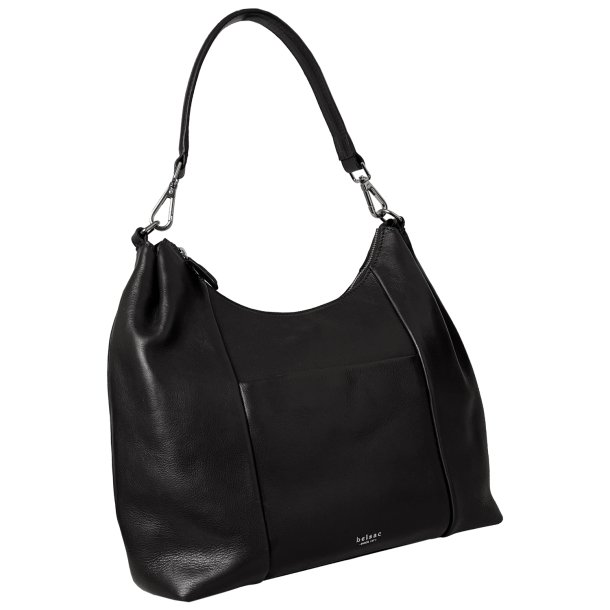 Ria, Belsac sort skuldertaske i skind med et stort rum og skulderrem
