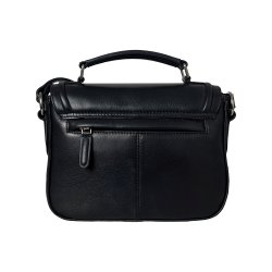 Raquel, Belsac sort hndtaske/crossbody i skind med overslag og lang regulerbar rem