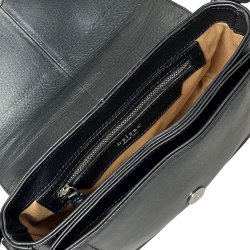 Raquel, Belsac sort hndtaske/crossbody i skind med overslag og lang regulerbar rem