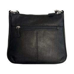 Lelu, Belsac sort skuldertaske/håndtaske i skind med kraftig skulderrem og toplynlås