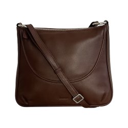 Lelu, Belsac brun skuldertaske/håndtaske i skind med kraftig skulderrem og toplynlås