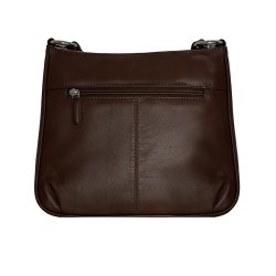 Lelu, Belsac brun skuldertaske/håndtaske i skind med kraftig skulderrem og toplynlås