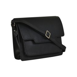 Thelma, Belsac sort crossbody i skind med flere rum og overslag