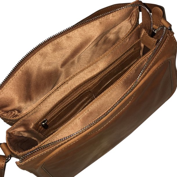 Cappella, Belsac cognac crossbody med lang regulerbar rem og flere rum