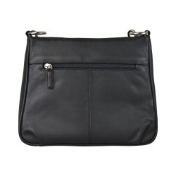 Chathrina, Belsac sort crossbody i skind med frontlomme og lang rem