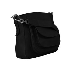Chatrin, Belsac sort skuldertaske i skind med praktisk frontlomme
