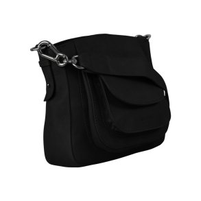 Chatrin, Belsac sort skuldertaske i skind med praktisk frontlomme