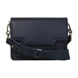 Chernaya, Belsac blå crossbody i skind med kraftig aftagelig rem