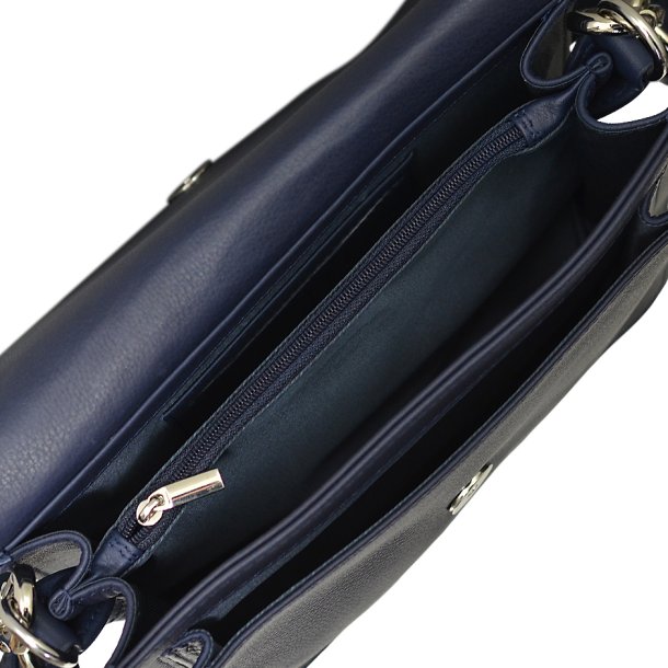 Chernaya, Belsac blå crossbody i skind med kraftig aftagelig rem