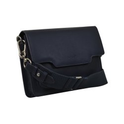 Chernaya, Belsac blå crossbody i skind med kraftig aftagelig rem