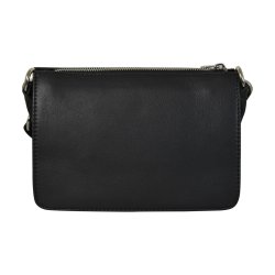 Cherry, Belsac sort crossbody i skind med frontlomme og kraftig rem