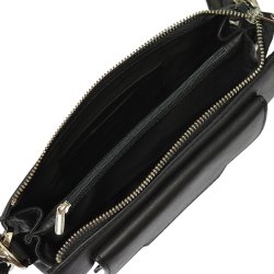 Cherry, Belsac sort crossbody i skind med frontlomme og kraftig rem