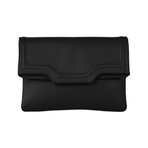 Cherstin, Belsac sort clutch i skind med kraftigt overslag
