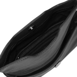 Cherstin, Belsac sort clutch i skind med kraftigt overslag