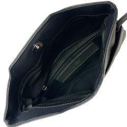 Cherstin, Belsac grøn clutch i skind med smuk mørkeblå kontrastfarve