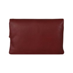 Cherstin, Belsac mørk rød clutch i skind med smuk beige kontrastfarve