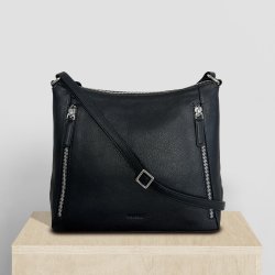 Cici, Belsac sort crossbody i skind med toplynls og lang rem