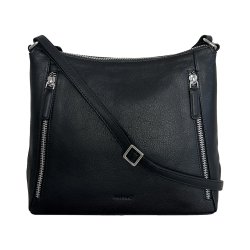 Cici, Belsac sort crossbody i skind med toplynls og lang rem