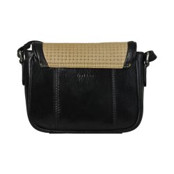 Garbriana, Belsac sort/beige crossbody i skind med flettet struktur på fronten