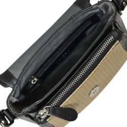 Garbriana, Belsac sort/beige crossbody i skind med flettet struktur på fronten