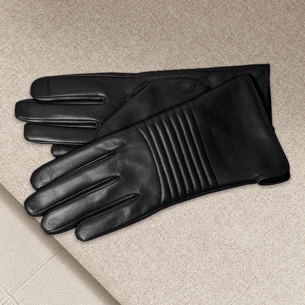 Kirsty, Belsac sort skindhandske i bl�dt l�der med tuber 