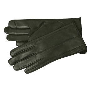 Klaramarie, Belsac kort skindhandske i gr�n med stikninger