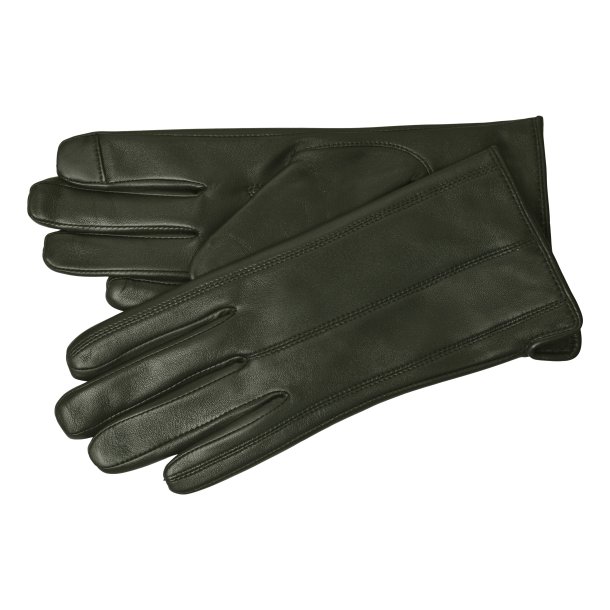 Klaramarie, Belsac kort skindhandske i grn med stikninger