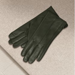 Klaramarie, Belsac kort skindhandske i grn med stikninger