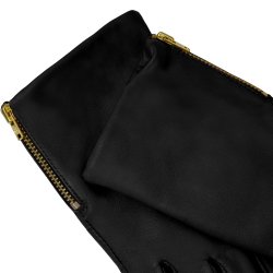 Klarissa, Belsac skindhandske i sort med guld lynls 