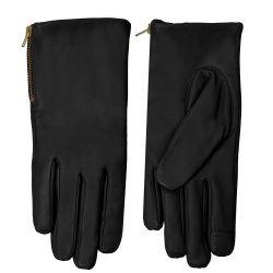 Klarissa, Belsac skindhandske i sort med guld lynls 