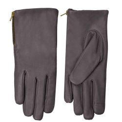 Klarissa, Belsac skindhandske i taupe med guld lynls 