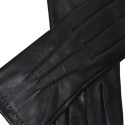 Belsac, sort herre skindhanske med stikninger p fronten