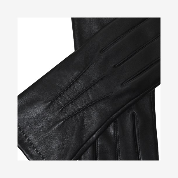 Belsac, sort herre skindhanske med stikninger p fronten