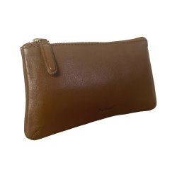 Belsac cognac makeup pung/penalhus I skind med lynls