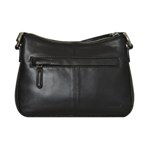 Amanda, Belsac sort crossbody i bldt lder med regulerbar rem 