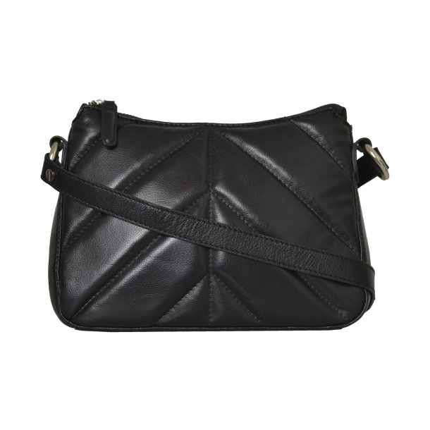 Amanda, Belsac sort crossbody i bldt lder med regulerbar rem 